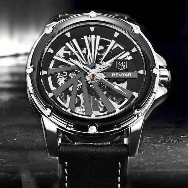 mechanical automatic new clock benyar men luxury mark s fashion leather tape waterproof reloj hombre, Slivery;brown
mechanical automatic new clock benyar men luxury mark s fashion leather tape waterproof reloj hombre, Slivery;brown
