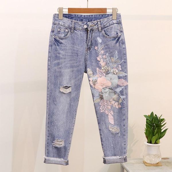 women's jeans summer autumn fashion women embroidery sequined flower straight denim trousers high waist slim hole woman pants, Blue
women's jeans summer autumn fashion women embroidery sequined flower straight denim trousers high waist slim hole woman pants, Blue
