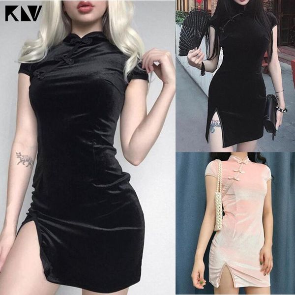ethnic clothing women short sleeve modified chinese cheongsam mini bodycon dress solid color side slit stand collar velvet party clubwe, Red
ethnic clothing women short sleeve modified chinese cheongsam mini bodycon dress solid color side slit stand collar velvet party clubwe, Red