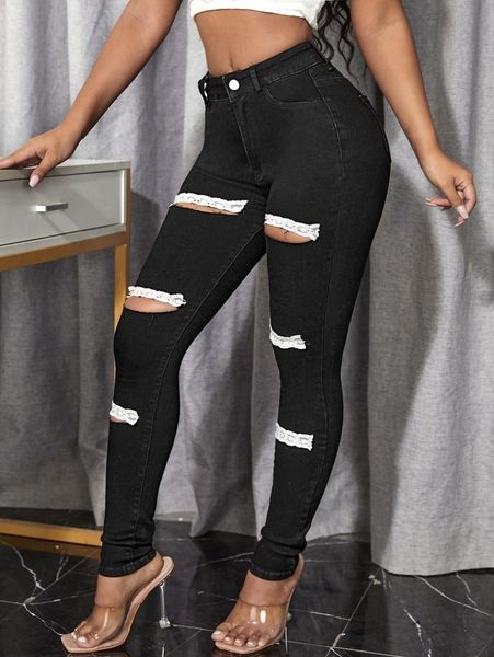 sxy ripped contrast lace skinny jeans 23ul#, Blue
sxy ripped contrast lace skinny jeans 23ul#, Blue