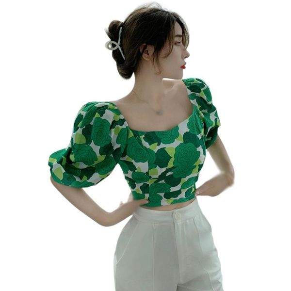 women's blouses & shirts womens square collar blouse summer floral slim exposed navel chiffon short sleeve shirt, White
women's blouses & shirts womens square collar blouse summer floral slim exposed navel chiffon short sleeve shirt, White