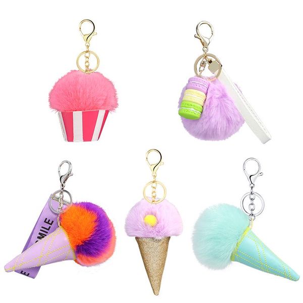 keychains "multi-color pompom hair ball keychain key ring pendant macaron cone cake shape creative gift chain bag  ", Silver
keychains "multi-color pompom hair ball keychain key ring pendant macaron cone cake shape creative gift chain bag  ", Silver