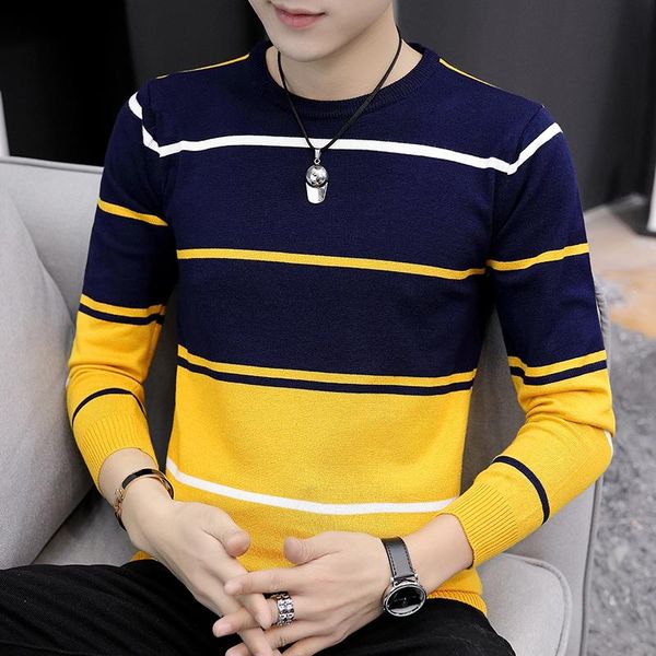 men's sweaters 2021 autumn casual round neck striped sweater youth color matching base thin, White;black
men's sweaters 2021 autumn casual round neck striped sweater youth color matching base thin, White;black