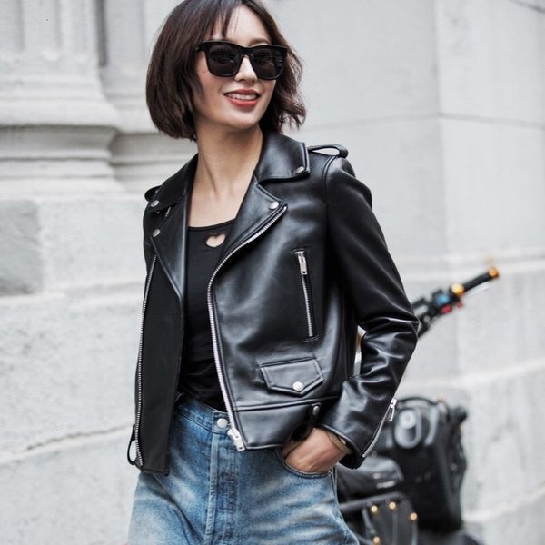 spring genuine leather jacket women 2021 fashion real sheepskin coat rivet motorcycle biker jacket female sheep leather coat v191209, Black
spring genuine leather jacket women 2021 fashion real sheepskin coat rivet motorcycle biker jacket female sheep leather coat v191209, Black