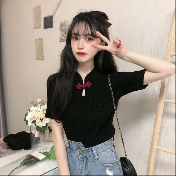 summer retro button slim t shirt women fashion short sleeve shirt lady black white knitted
summer retro button slim t shirt women fashion short sleeve shirt lady black white knitted