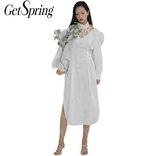 getsring women dresses white cotton deep v neck long sleeve bandage split rivet irregular female spring 210601, Black;gray
getsring women dresses white cotton deep v neck long sleeve bandage split rivet irregular female spring 210601, Black;gray