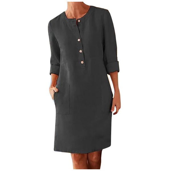 casual dresses summer women fashion solid color button pocket long sleeve shirt dress vestido de mujer beach sundress, Black;gray
casual dresses summer women fashion solid color button pocket long sleeve shirt dress vestido de mujer beach sundress, Black;gray
