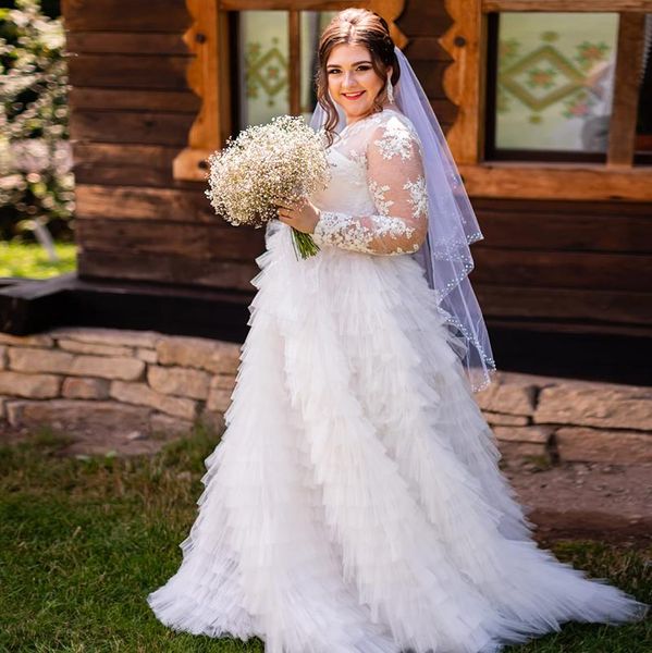 other wedding dresses elegant long sleeves lace plus size with appliques a line sweep train ruffles tulle bridal gowns 2021, White
other wedding dresses elegant long sleeves lace plus size with appliques a line sweep train ruffles tulle bridal gowns 2021, White