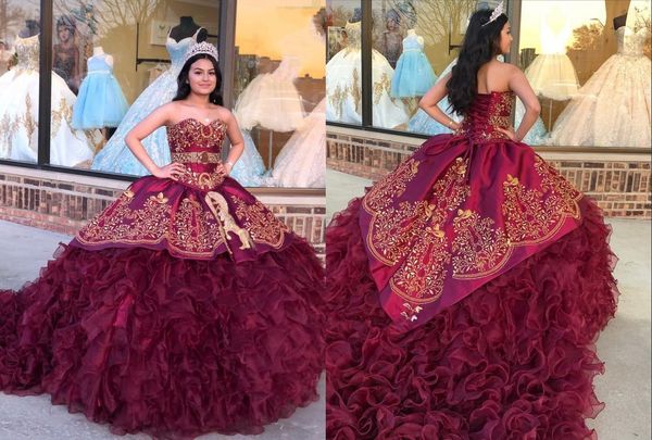 2022 gold embroidery burgundy quinceanera dress charro mexican xv party homecoming prom dresses satin organza ruched ball gown sweet 16 vest, Blue;red
2022 gold embroidery burgundy quinceanera dress charro mexican xv party homecoming prom dresses satin organza ruched ball gown sweet 16 vest, Blue;red