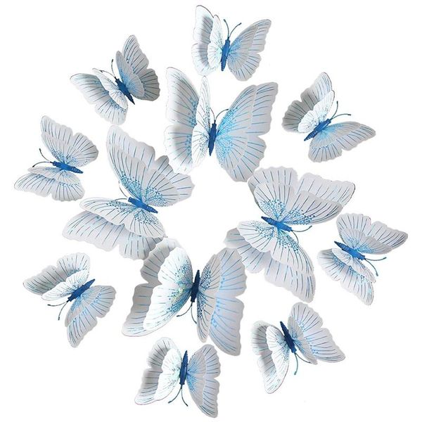 wall stickers 3d butterfly decals removable decor art mural double wings blue and white,24pieces
wall stickers 3d butterfly decals removable decor art mural double wings blue and white,24pieces