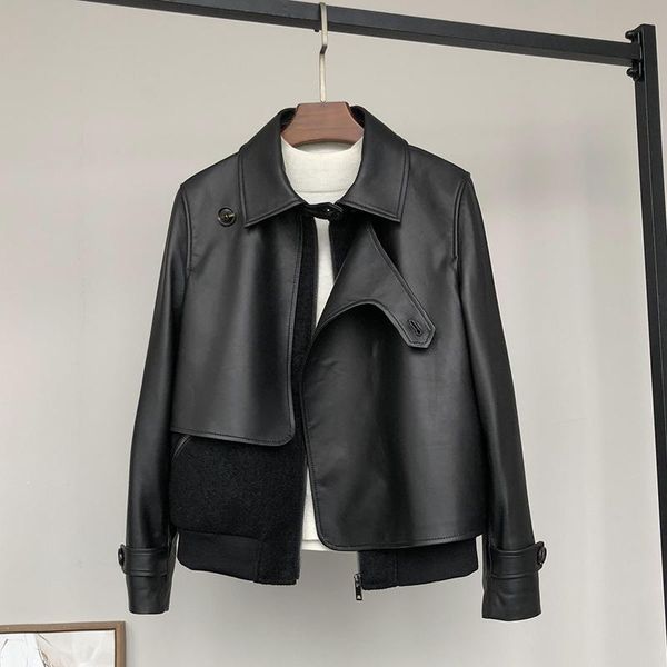 women's leather & faux fashion genuine sheepskin jackets women spring autumn2021 real coats female veste femme zjt2494, Black
women's leather & faux fashion genuine sheepskin jackets women spring autumn2021 real coats female veste femme zjt2494, Black
