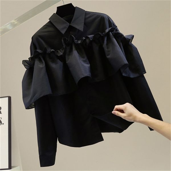 big back ruffled solid color wife 2021 spring new high-end fashion blouse long sleeve ladies black white la6y
big back ruffled solid color wife 2021 spring new high-end fashion blouse long sleeve ladies black white la6y