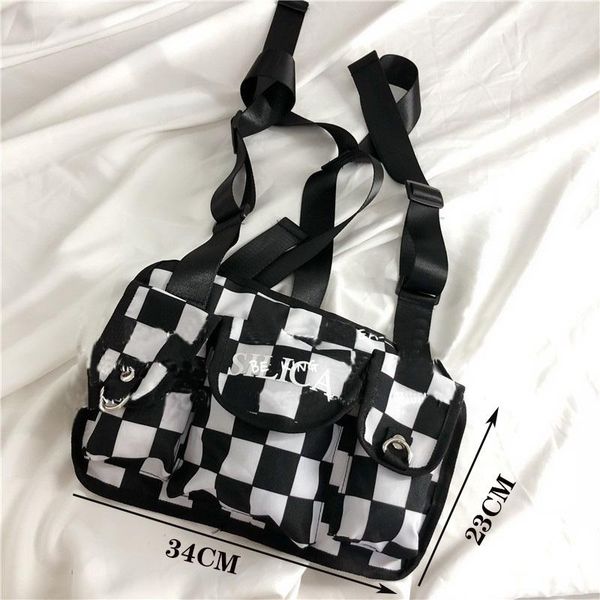 waist bags 2021 men chest bag for kanye west hip hop streetwear boy tactical fashion black and white plaid packs
waist bags 2021 men chest bag for kanye west hip hop streetwear boy tactical fashion black and white plaid packs