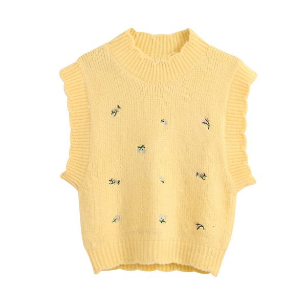 2021 new women yellow knitted vest waistcoat floral embroidery sleeveless stretchy pullover female cute chic mujer ghj6, Black;white
2021 new women yellow knitted vest waistcoat floral embroidery sleeveless stretchy pullover female cute chic mujer ghj6, Black;white