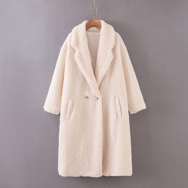 women solid oversized teddy coat wool cashmere lapel long thick autumn winter warm woolen fluffy fake fur jacket female overcoat, Black
women solid oversized teddy coat wool cashmere lapel long thick autumn winter warm woolen fluffy fake fur jacket female overcoat, Black