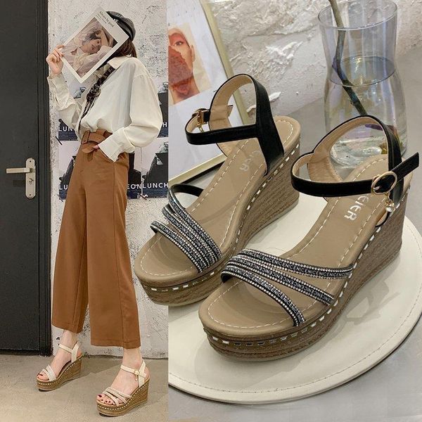 sandals women wedge peep toe buckle shoes woman platform canvas wedges fashion summer super high heel for, Black
sandals women wedge peep toe buckle shoes woman platform canvas wedges fashion summer super high heel for, Black