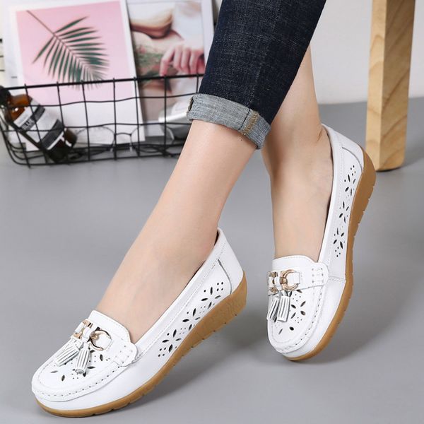 new summer women's leather loafers platform soft boat fashion cut casual apartments low heel nurse's shoes pdd8, Black
new summer women's leather loafers platform soft boat fashion cut casual apartments low heel nurse's shoes pdd8, Black