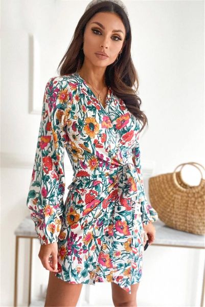 casual dresses women spring autumn print irregular bandage v-neck long sleeve slim mini dress for woman robe femme y2k vestido de mujer, Black;gray 
casual dresses women spring autumn print irregular bandage v-neck long sleeve slim mini dress for woman robe femme y2k vestido de mujer, Black;gray