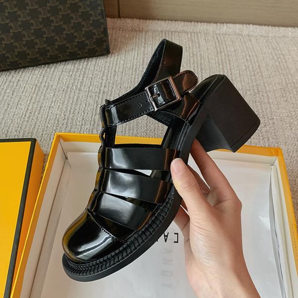 sandals vintage thich high heels for women genuine leather cut-outs women's shoes summer fashion working office woman, Black
sandals vintage thich high heels for women genuine leather cut-outs women's shoes summer fashion working office woman, Black