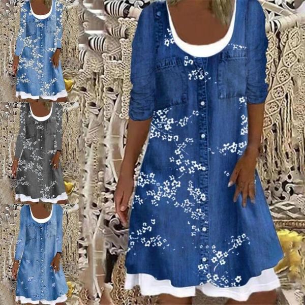 casual dresses drop imitation denim dress floral print fake two piece autumn round neck single-breasted streetwear, Black;gray
casual dresses drop imitation denim dress floral print fake two piece autumn round neck single-breasted streetwear, Black;gray