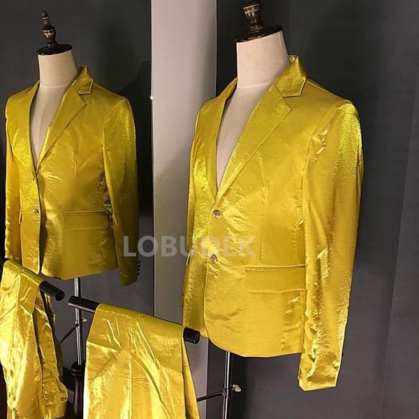 men host stage suits male singer bar stage dj nightclub shiny gold satin suit party show performance clothes blazer+pants custom, Black;red
men host stage suits male singer bar stage dj nightclub shiny gold satin suit party show performance clothes blazer+pants custom, Black;red