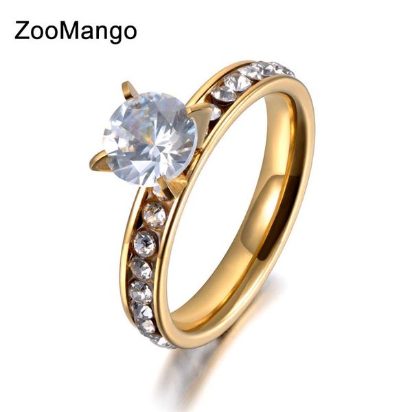 wedding rings zoomango classic 4 prong setting single cz crystal gold stainless steel ring jewelry for women gift anillo zr19034, Slivery;golden
wedding rings zoomango classic 4 prong setting single cz crystal gold stainless steel ring jewelry for women gift anillo zr19034, Slivery;golden