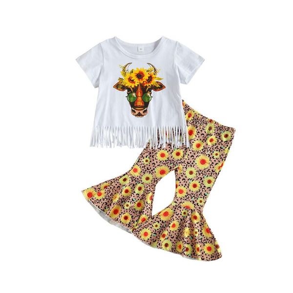 clothing sets kids girls casual outfits suits summer children animal print tassel t-shirts+flower bell-botton pants holiday clothes, White
clothing sets kids girls casual outfits suits summer children animal print tassel t-shirts+flower bell-botton pants holiday clothes, White