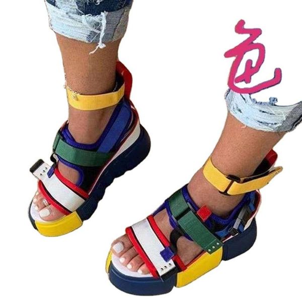 2021 new thick-soled color matching roman sandals women's slope heel tide platform super high heel platform sandals, Black
2021 new thick-soled color matching roman sandals women's slope heel tide platform super high heel platform sandals, Black