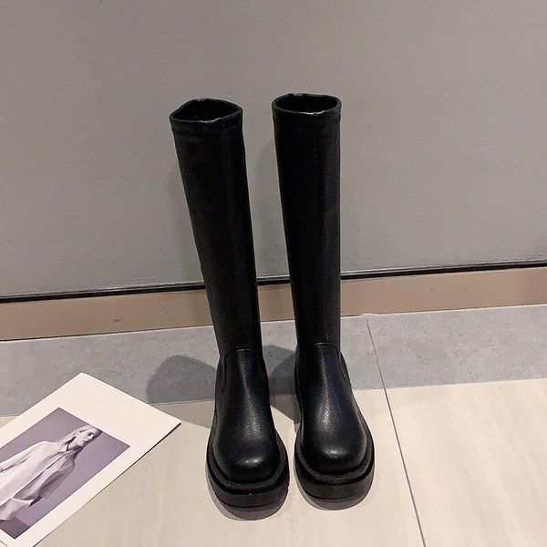 boots 2021 fashion leather platform sewing knee-high slip-on block heel footwear women spring shoes lady classic, Black
boots 2021 fashion leather platform sewing knee-high slip-on block heel footwear women spring shoes lady classic, Black