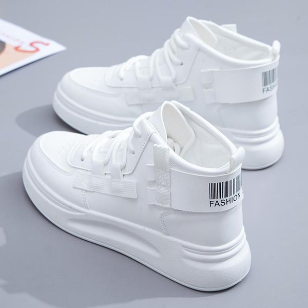 boots women's shoes autumn and winter 2021 high-white casual flat leather, Black