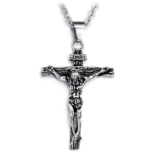 pendant necklaces vintage inri jesus necklace cross for men boy stainless steel long chain christ male jewelry, Silver
pendant necklaces vintage inri jesus necklace cross for men boy stainless steel long chain christ male jewelry, Silver