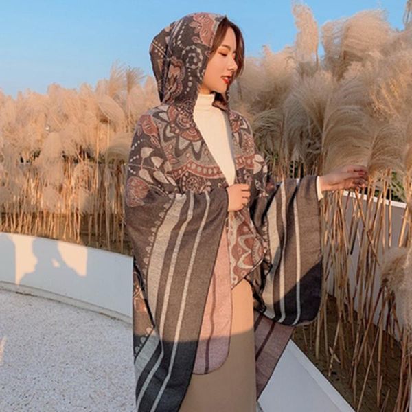 scarves national style pashminagrassland desert shawl women's autumn winter cape with hat wind proof pashmina warm travel, Blue;gray
scarves national style pashminagrassland desert shawl women's autumn winter cape with hat wind proof pashmina warm travel, Blue;gray