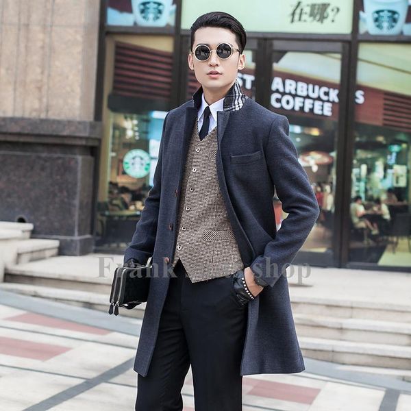 men's wool & blends custom made 2021 design arrival dark gray coat male woolen overcoat slim outerwear trench, Black
men's wool & blends custom made 2021 design arrival dark gray coat male woolen overcoat slim outerwear trench, Black