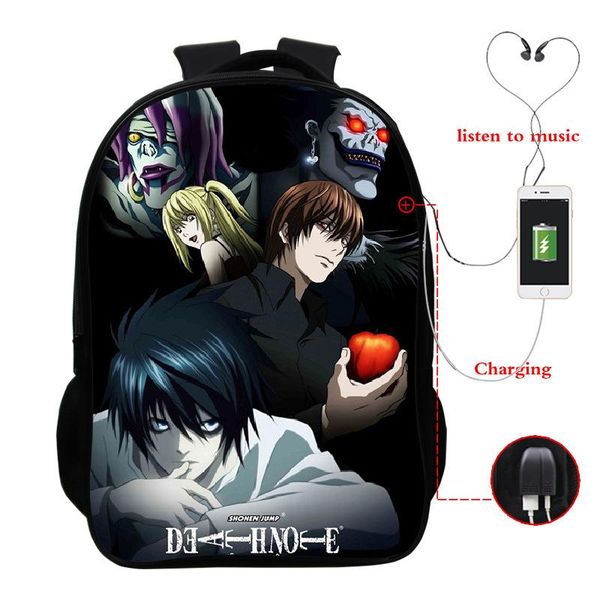 backpack death note usb charge school men lapbags boys girls daily mochila student book bag teens travel
backpack death note usb charge school men lapbags boys girls daily mochila student book bag teens travel