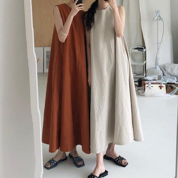 casual round neck midi dress women korean chic sleeveless brown/beige loose dresses female new fashion robe mujer 2021 summer, Black;gray
casual round neck midi dress women korean chic sleeveless brown/beige loose dresses female new fashion robe mujer 2021 summer, Black;gray