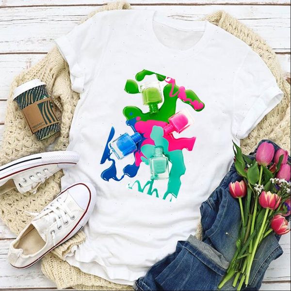 women t shirts graphic 3d finger nail paint colorful fashion cute printed female cotton tee shirt ladies clothes, White
women t shirts graphic 3d finger nail paint colorful fashion cute printed female cotton tee shirt ladies clothes, White