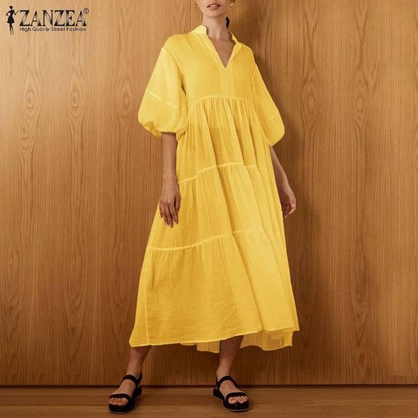 casual dresses women 2021 summer maxi robe zanzea cotton ruffle vestido solid v neck daily holiday beach elegant dress, Black;gray
casual dresses women 2021 summer maxi robe zanzea cotton ruffle vestido solid v neck daily holiday beach elegant dress, Black;gray