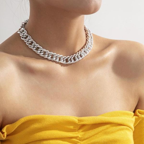 pendant necklaces hiphop big thick chain choker necklace for women cuban link short collares party jewelry, Silver
pendant necklaces hiphop big thick chain choker necklace for women cuban link short collares party jewelry, Silver