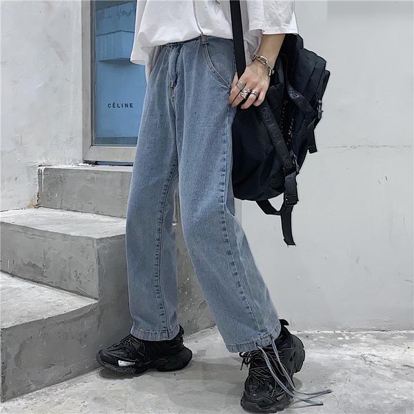 men's jeans harajuku street loose and versatile casual retro legged capris pants, Blue
men's jeans harajuku street loose and versatile casual retro legged capris pants, Blue