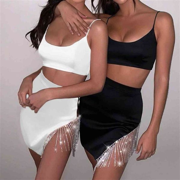 2 pcs party women tracksuits clubwear outfits spaghetti straps crop camis sequin diamond tassel skirt summer bodycon sets, Gray
2 pcs party women tracksuits clubwear outfits spaghetti straps crop camis sequin diamond tassel skirt summer bodycon sets, Gray