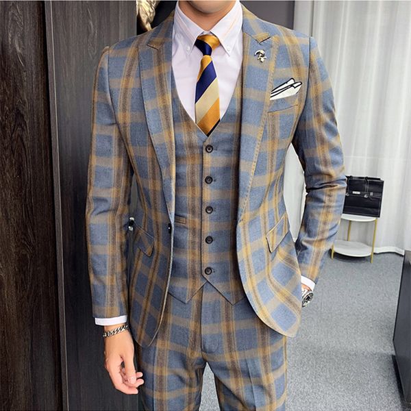 2021 new ternos masculinos autumn khaki gray plaid men classic mens wedding suits slim fit formal business jacket+pants+vest ynal, White;black
2021 new ternos masculinos autumn khaki gray plaid men classic mens wedding suits slim fit formal business jacket+pants+vest ynal, White;black