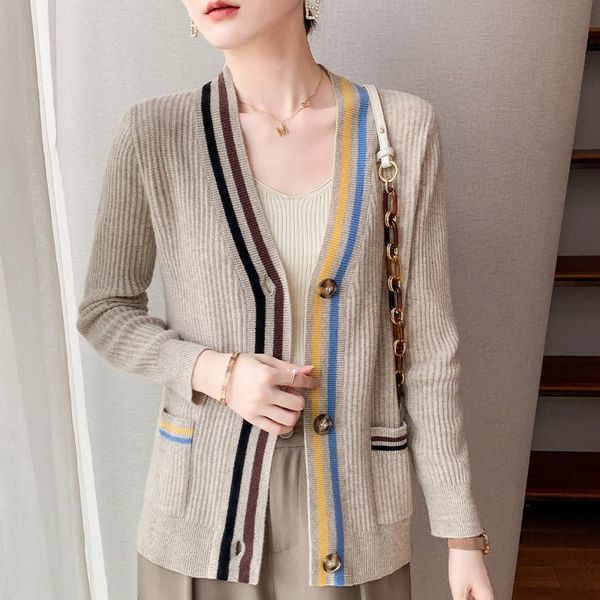 women's knits & tees autumn winter warm wool cardigan women fashion elegant chic patchwork striped coat v-neck long sleeve streetwear l, White
women's knits & tees autumn winter warm wool cardigan women fashion elegant chic patchwork striped coat v-neck long sleeve streetwear l, White