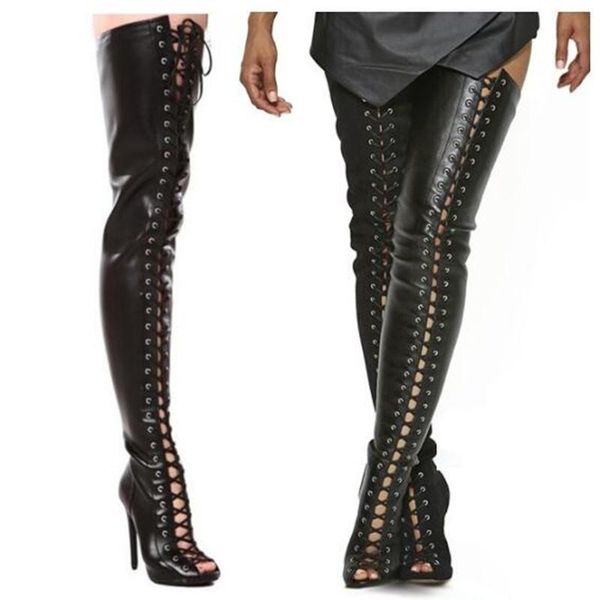 boots botas mujer 2021 peep toe black summer leather over the knee lace-up bandage tight high sandals shoes woman
boots botas mujer 2021 peep toe black summer leather over the knee lace-up bandage tight high sandals shoes woman