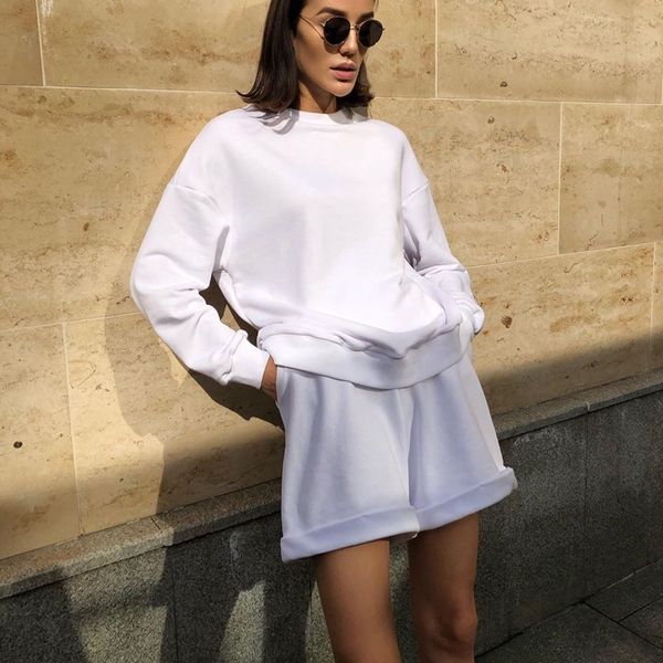 2021 new minimalist simple design sweatsuits women's suit shorts two outfits autumn long casual sleeve streetwear sport 1gmk, White
2021 new minimalist simple design sweatsuits women's suit shorts two outfits autumn long casual sleeve streetwear sport 1gmk, White