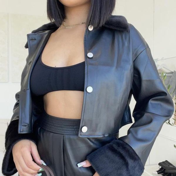 women's jackets xingqing streetwear joggers womens pu fur patchwork retro casual overcoats fashion harajuku button up basic, Black;brown
women's jackets xingqing streetwear joggers womens pu fur patchwork retro casual overcoats fashion harajuku button up basic, Black;brown