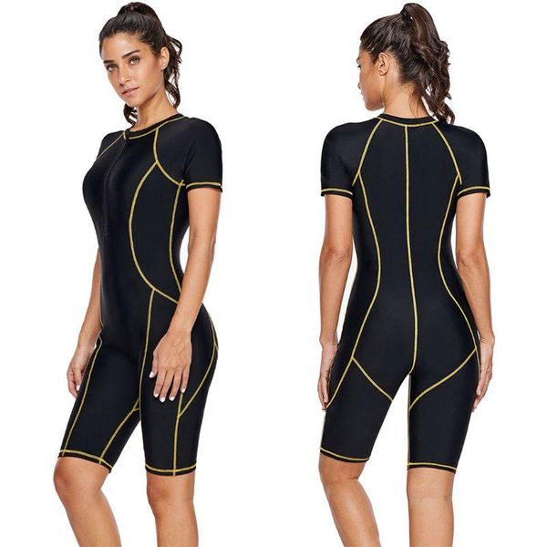 womens plus size one piece rash guard zip front boyshorts snorkeling surfing swimsuit short sleeves yellow seam sun protection
womens plus size one piece rash guard zip front boyshorts snorkeling surfing swimsuit short sleeves yellow seam sun protection