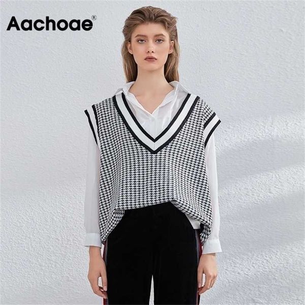 aachoae vintage houndstooth vest sweater women chic v neck plaid sleeveless pullover casual loose knitted waistcoat 201221, White;black
aachoae vintage houndstooth vest sweater women chic v neck plaid sleeveless pullover casual loose knitted waistcoat 201221, White;black