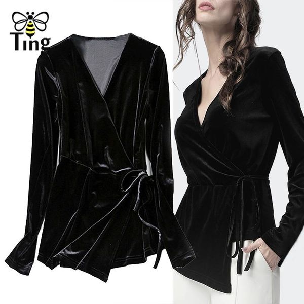 women's blouses & shirts tingfly women spring autumn v neck full sleeve velvet blouse fashion with sashes velour tunic waist plus size, White
women's blouses & shirts tingfly women spring autumn v neck full sleeve velvet blouse fashion with sashes velour tunic waist plus size, White