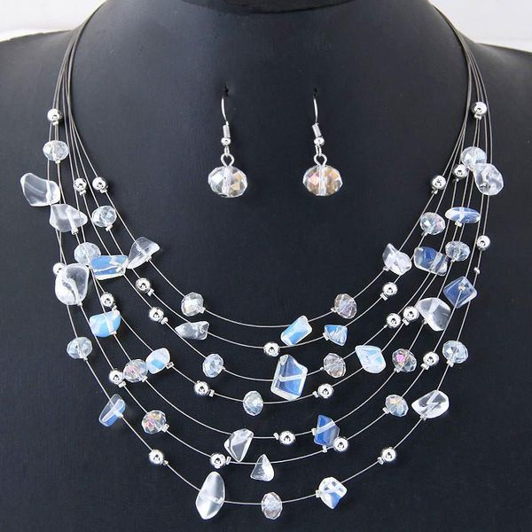 earrings & necklace fashion rainbow crystal boho bride jewelry set stone shell alloy drop sets for women wedding gift, Silver
earrings & necklace fashion rainbow crystal boho bride jewelry set stone shell alloy drop sets for women wedding gift, Silver