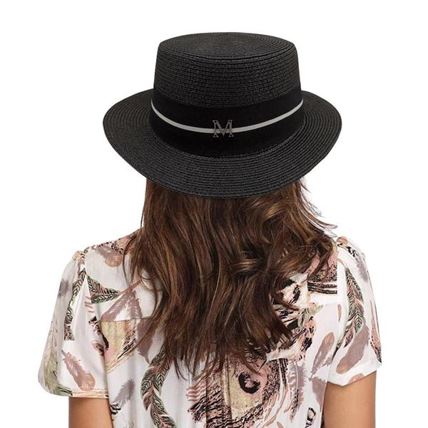 wide brim hats 2021 summer vintage women beach hat retro black and white letter m straw ladies sun travel holiday visor, Blue;gray
wide brim hats 2021 summer vintage women beach hat retro black and white letter m straw ladies sun travel holiday visor, Blue;gray